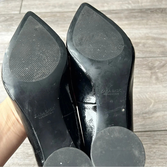 Zara Vegan Patent Leather Circle Heel Pumps - Picture 12 of 14